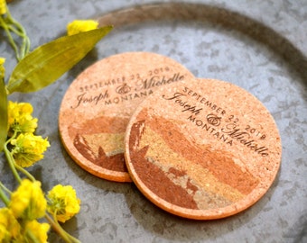 Montana Mountain Deer Landscape Coaster Wedding Favors for Guests // BP1