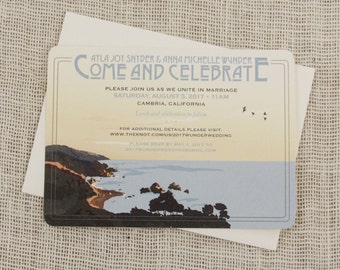 Big Sur California Coast 5x7 Wedding Invitation with A7 Envelope // 5x7 Wedding Invite with Envelope