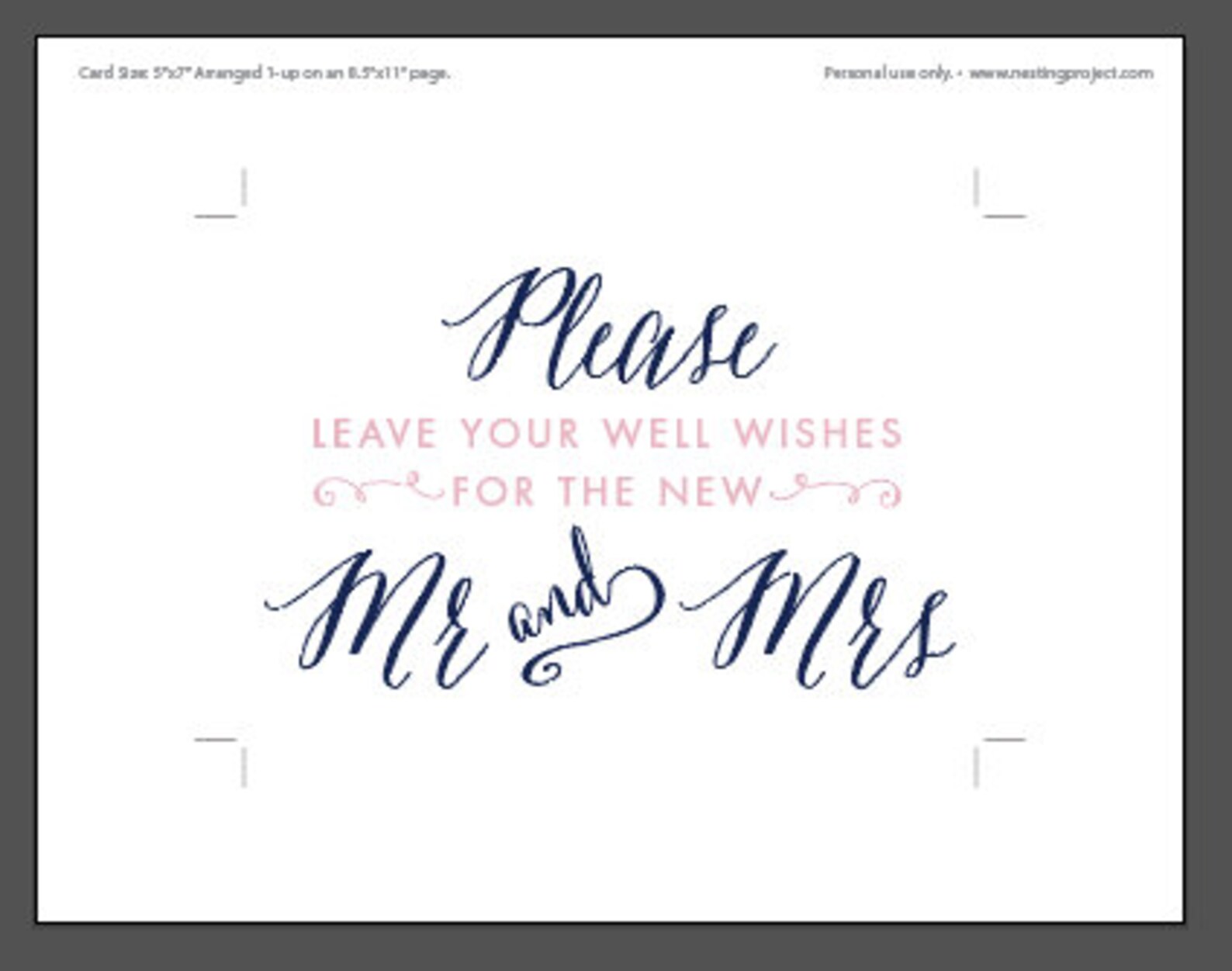 Well Wishes for New Mr and Mrs Sign / Instant Download / - Etsy