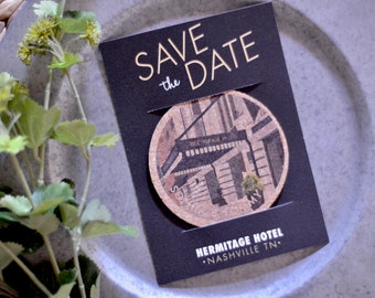The Hermitage Hotel Nashville Tennessee Cork Coaster Save the Date