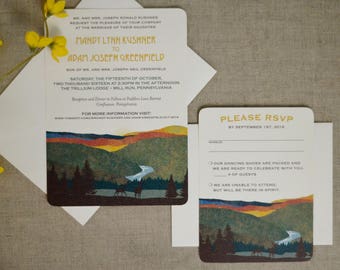 Pennsylvania Hills Fall Wedding Invitation with RSVP and Envelopes // Wedding Announcement