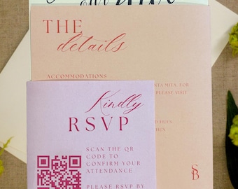 5x7 Wedding Invitation with 2 Folded Sleeves // Wedding Invite with 2 Folded Sleeves with Envelopes