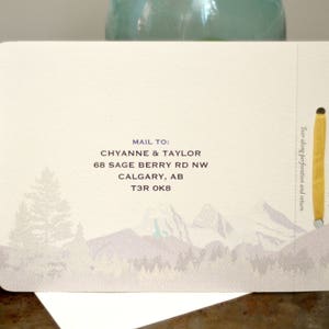 Craftsman Three Sisters Mountain Landscape Wedding Livret 3pg Booklet Invitation with Envelope and RSVP // BP1 image 4