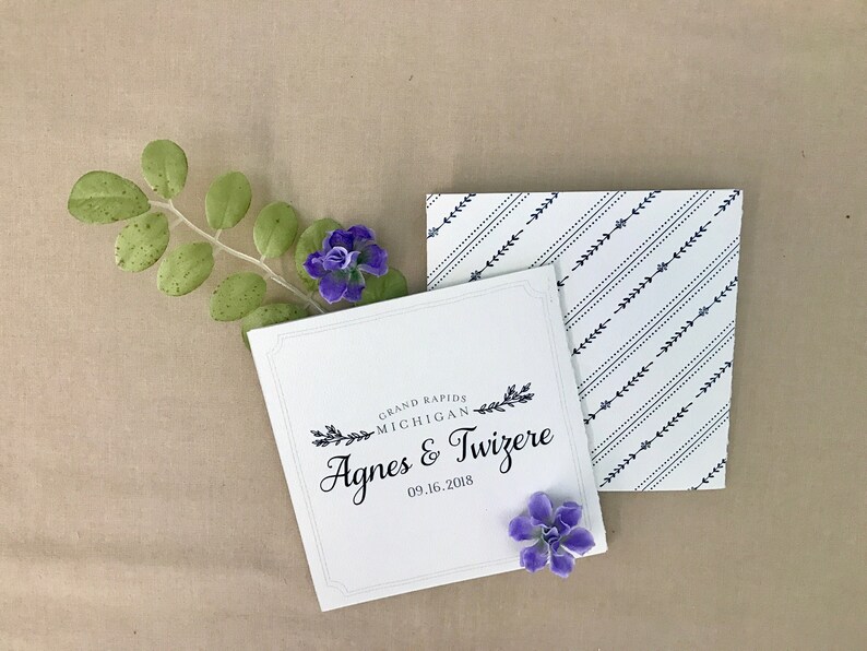 Navy and Gray Bohemian Trifold Wedding Announcement Invitation