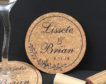 Navy Rustic Script Hand Drawn Floral Wreath Wedding Favors for Guests