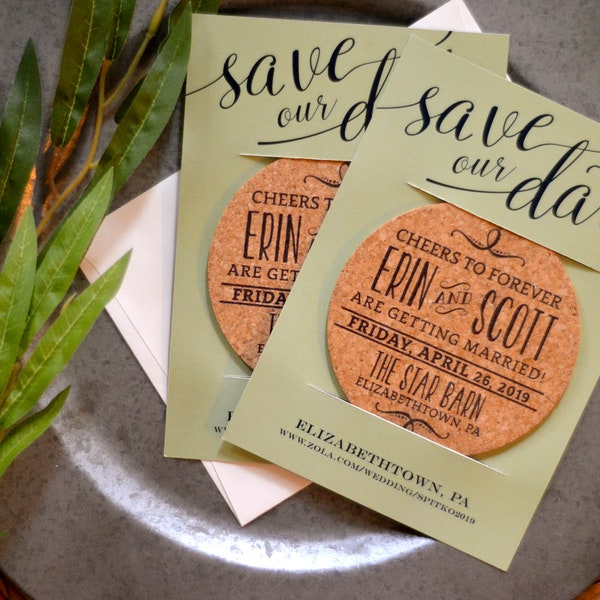 Save the Date Coasters, Free Drinks Save the Date, Unique Save the Dates, Wine Coaster, Wood Coaster Save the Date, Coasters Party Favors