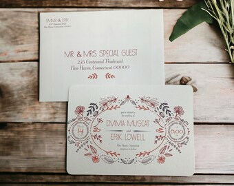 Elegant Floral Wedding Invitation and RSVP-  Floral inspired wedding invites and RSVP