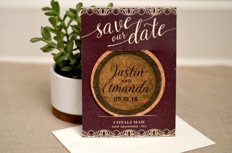 Personalized Coaster Save the Dates Cork Coasters Wedding Etsy