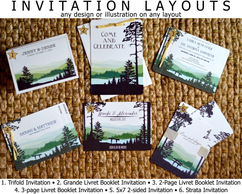 Navy and Gray Bohemian Trifold Wedding Announcement Invitation