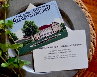 Cheekwood Gardens Nashville Tennessee 5x7 Wedding Invitation with RSVP Postcard