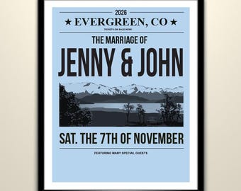 Customized Concert Style Wedding Poster, Print Frame- Customized Vintage Posters- Wedding Concert Poster-, for Music Lovers