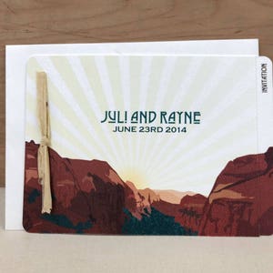 Vintage Zion National Park 2 page Livret Booklet Wedding Invitation with Online RSVP // National Park Wedding Invite