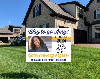 Senior Graduation Yard Sign, Class of 2024 Sign, Wire Stake Incl DIY File Option Graduation Lawn Signs-Graduation Decorations