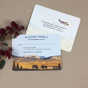 Yellowstone Wyoming Lamar Valley with Buffalo 5x7 Wedding Invitation with RSVP Postcard includes A7 Envelopes Wedding Invite image 4