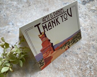 Palo Duro Wedding Thank you card, Handmade Wedding Thank You with Envelope, Custom Wedding Favor Card, Thank You Card, Envelope Template