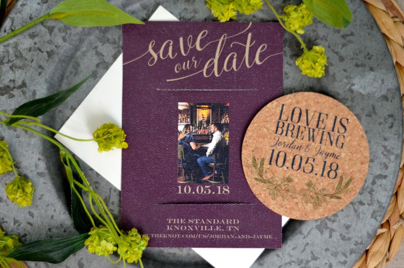 Personalized Coaster Save the Dates Cork Coasters Wedding Etsy