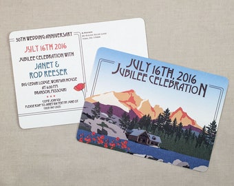 The Hideout Lodge Kirkwood California 50th Wedding Anniversary Invitation Postcard