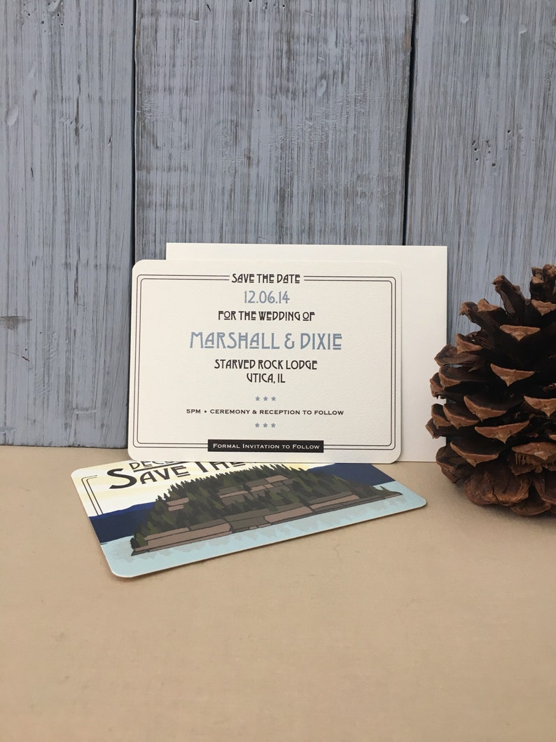Starved Rock State Park Illinois Save the Date Notecards with A2 Envelopes