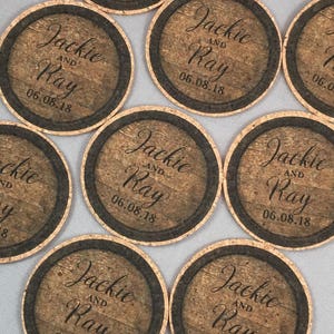 Wedding Favors for Guests, Wedding Coaster Favors, Rustic Wedding Coasters, Unique Wedding Favors, Wine Coasters Personalized, Wine Coaster image 1