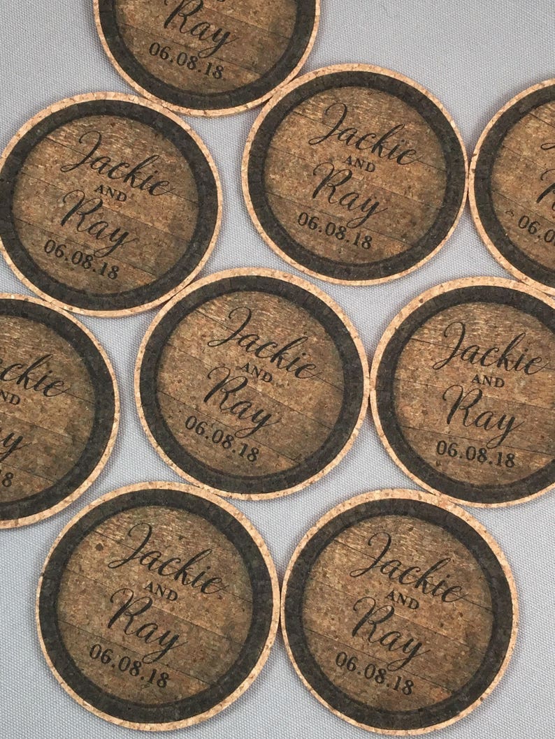 Wedding Favors for Guests, Wedding Coaster Favors, Rustic Wedding Coasters, Unique Wedding Favors, Wine Coasters Personalized, Wine Coaster image 1