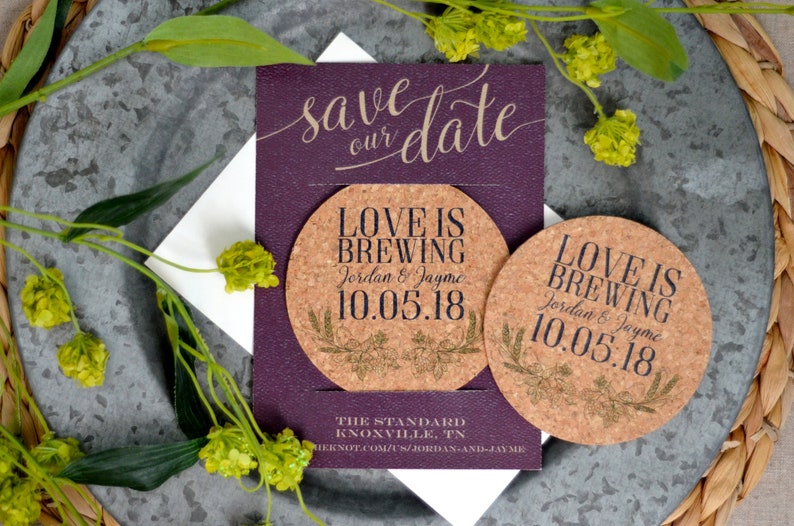 Personalized Coaster Save the Dates Cork Coasters Wedding Etsy