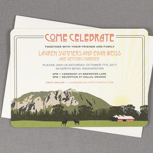 Mount Si Colorful 5x7 Wedding Invitation image 1