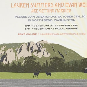 Mount Si Colorful 5x7 Wedding Invitation image 3