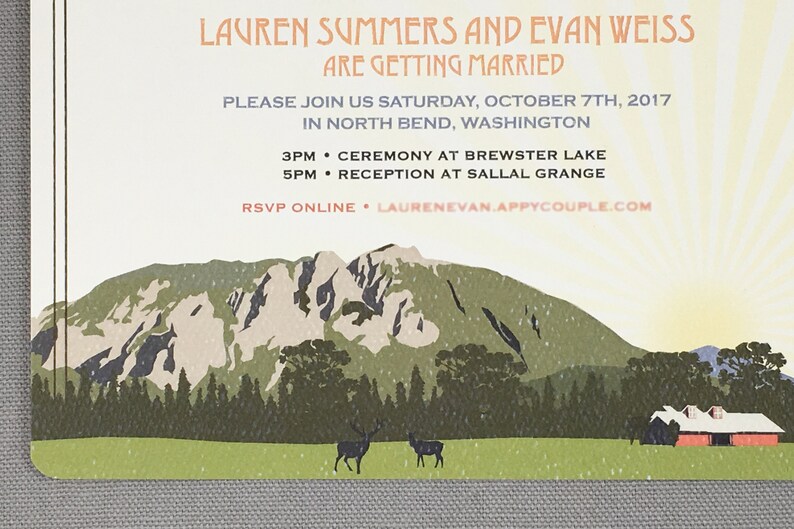 Mount Si Colorful 5x7 Wedding Invitation image 3
