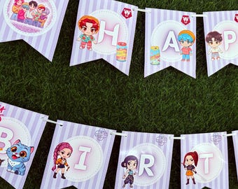 KPOP Demon Hunters Birthday Banner – KPOP Party Decoration (Physical Item)