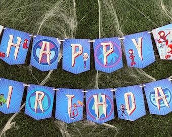 Spidey and Friends Birthday Banner – Superhero Party Decoration