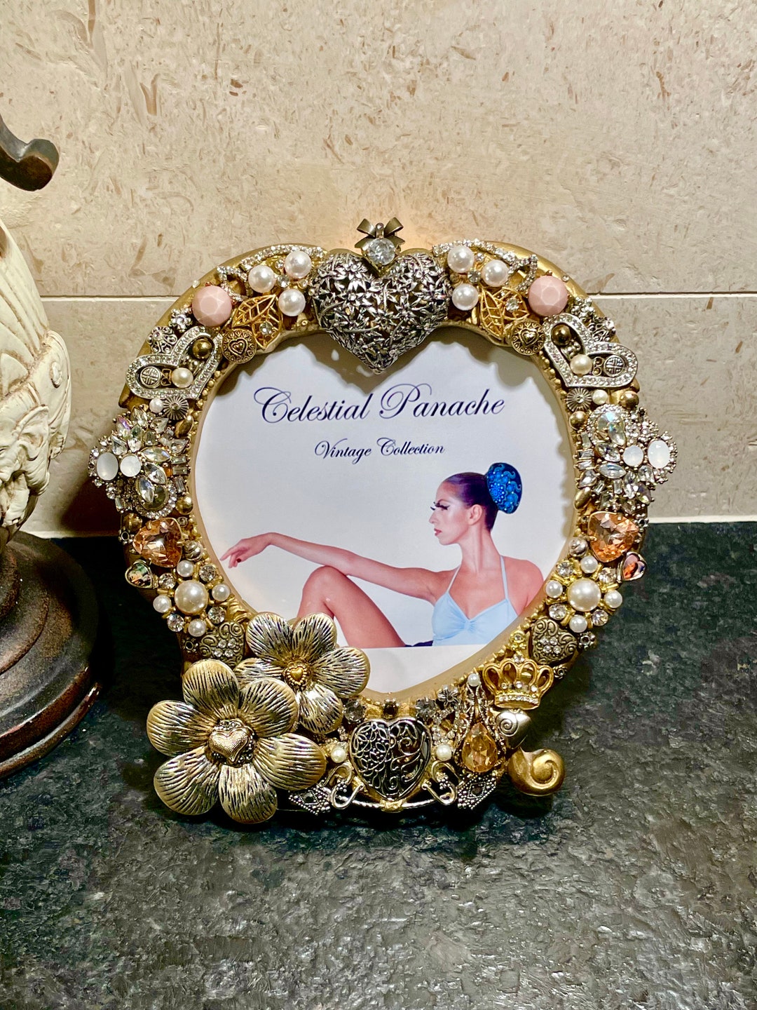 Vintage Jeweled Picture Frame queen of Hearts Etsy