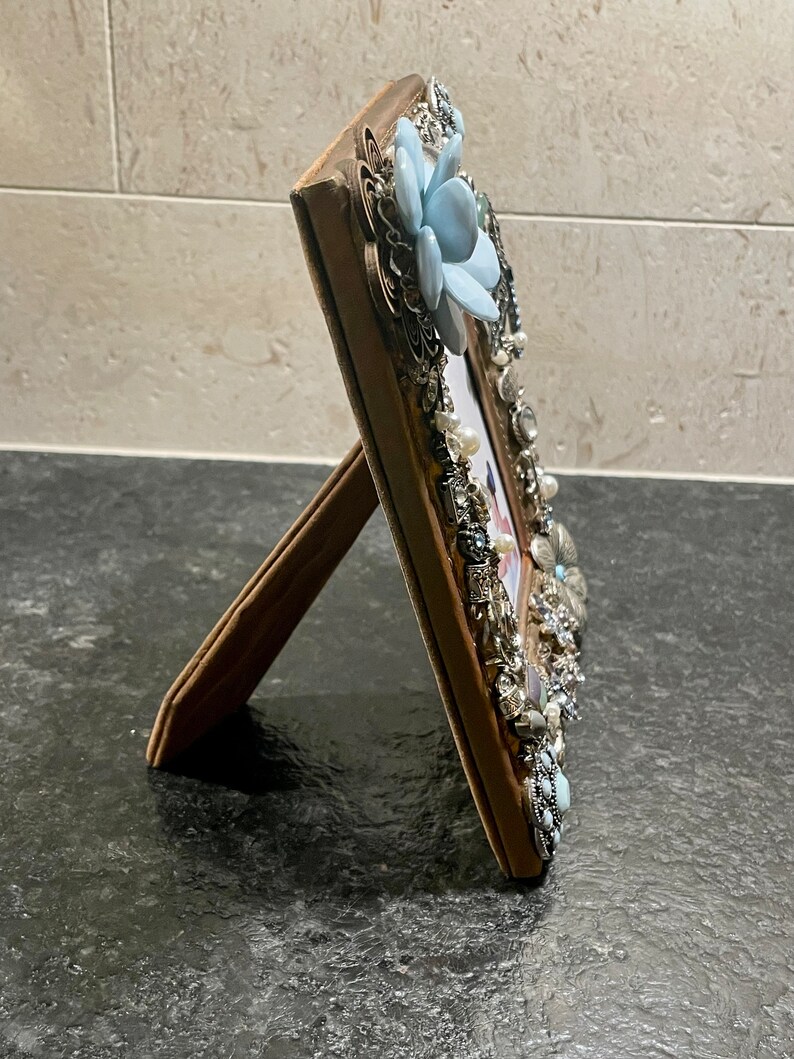 Vintage Jeweled Picture Frame blue Dragonfly Etsy