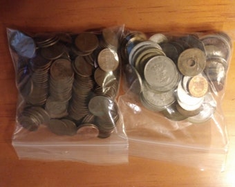 Full pound of mixed wheat pennies along with a full pound of Foreign Coins from around the world