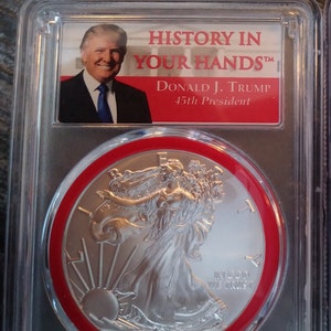 2017 American Silver Eagle - Donald Trump - &quot;History in Your Hands&quot; MS70 First Strike - A perfect coin