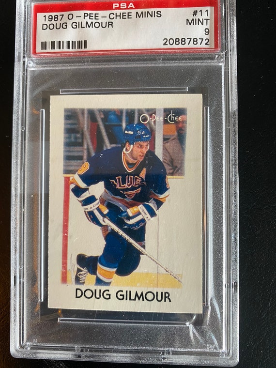 psa graded hockey cards Doug Gilmore -1987 O - PEE - CHEE Card - PSA Graded 9.0 - Hockey Card -  gorgeous card - vintage card