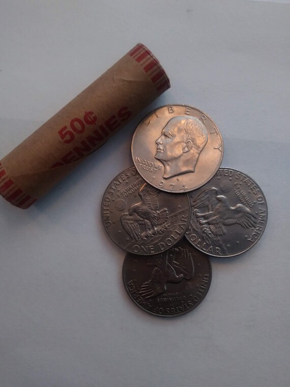 4 Eisenhower Dollar Coins Along With 50 Assorted Wheat Pennies in a Roll -  Etsy