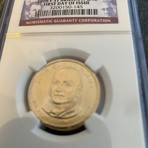 2008 1 Dollar Presidential Coin in Brilliant Uncirculated Condition - John Quincy Adams the 6th President - NGC Coin - Collectible coins