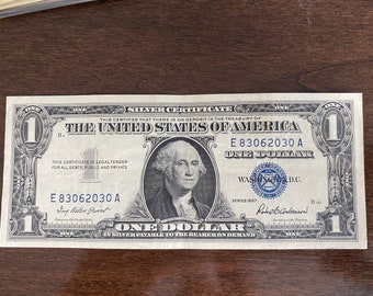 1957 1.00 Silver Certificate - Antique Notes -  - Obsolete Notes - Collectible Currency - Small Notes - Silver Certificates