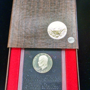 1973-S Silver Eisenhower Dollar Coin in Original Brown Box Collectible coins - US Coins  - Collectible coins - US Coins