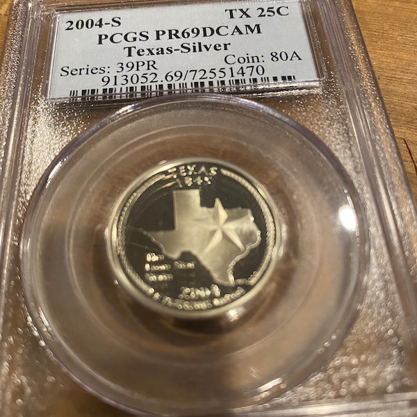 2004 S Texas Silver State Quarter - Graded PR69DCAM - PCGS Graded - US Coins - Collectible Coins - Quarters  - coins