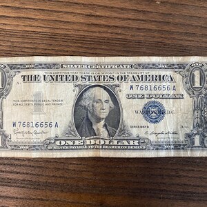 1957 1.00 Silver Certificate - Small Size Notes - Antique Note - US Small Notes - Small Size Note - - Collectible Notes