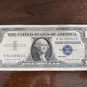 1957 1.00 Silver Certificate - Antique Notes -  - Obsolete Notes - Collectible Currency - Small Notes - Silver Certificates