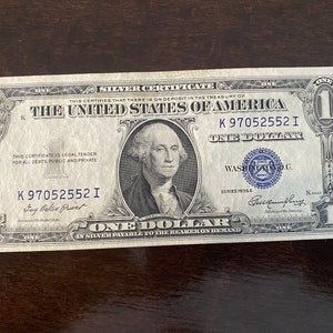 1935 1.00 Silver Certificate - Antique Notes -  - Obsolete Notes - Collectible Currency - Small Notes - Silver Certificates