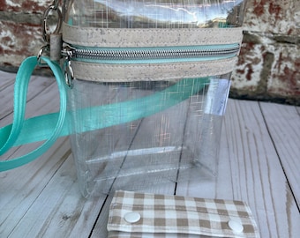 Clear Geometric Crossbody Bag: Holographic Vinyl, Adjustable Strap
