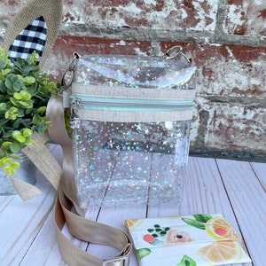 Glitter Star clear vinyl crossbody bag/ crossbody handbag/ Clear Boxy Crossbody purse/ Adjustable strap bag/ Clear Babi Box