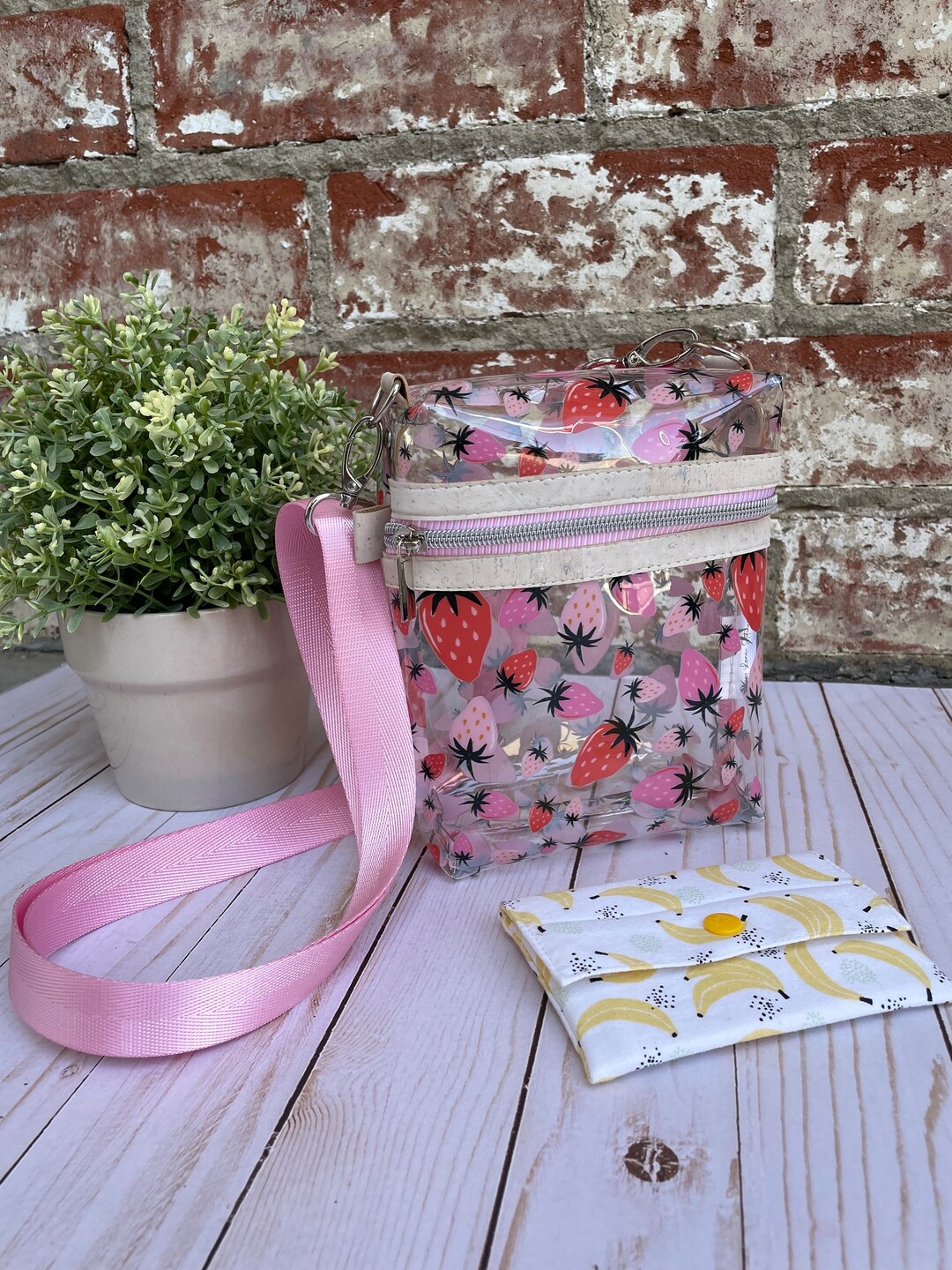 Strawberry Clear Vinyl Crossbody Bag /crossbody Bag / Clear Boxy