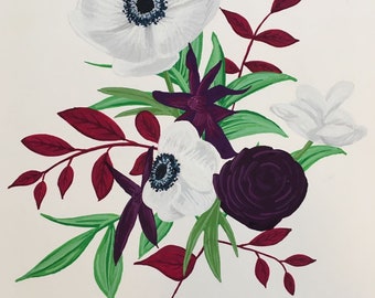Anemoni Gouache Stampa