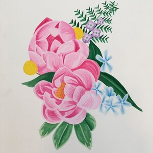 Peonies Gouache Painting