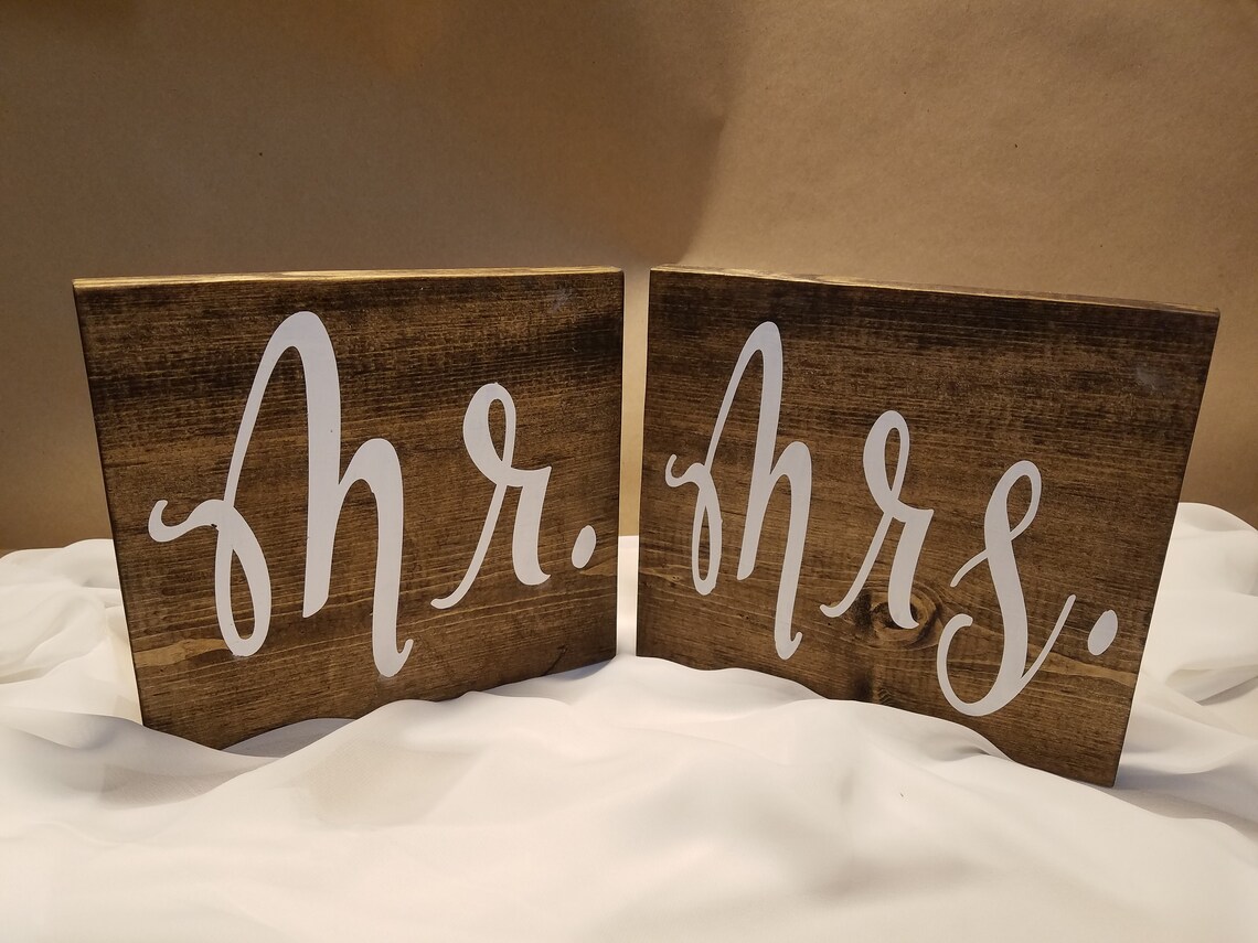 Mr and Mrs Wood Signs, Head Table Sign, Bride and Groom Table Signs ...