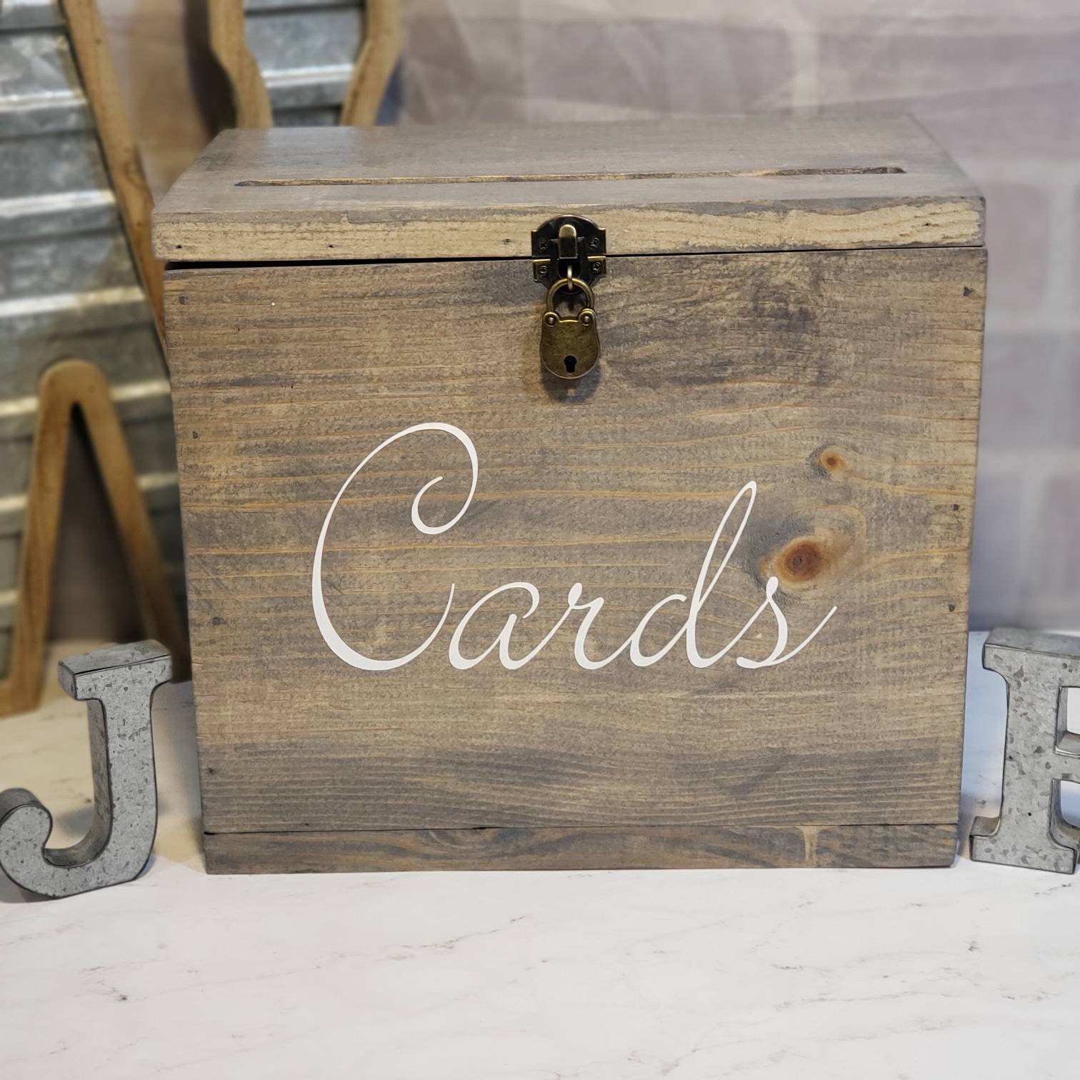 PrimitiveWeddings - Card Box Wedding Card Holder Wooden Wedding